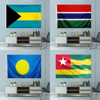 Национальный Флаг Багамские Острова, Гамбия, Республика Палау Того, Графическая печать на заказ, Спортивная Полиэфирная крышка вала, Люверсы, Баннер