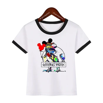 Акварельные футболки с графическим принтом Парка Юрского периода для девочек/мальчиков, детская одежда с динозавром в стиле Каваи, Рубашка в стиле Харадзюку, детские летние топы