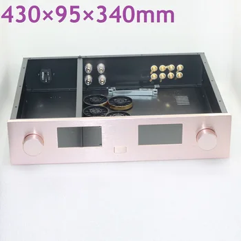 430 × 95 × 340 мм DIY Алюминиевая Пластина Шасси Предусилитель Корпус Аудиоусилителя Комбинированный Многофункциональный Измерительный Головной Корпус DAC Deocder
