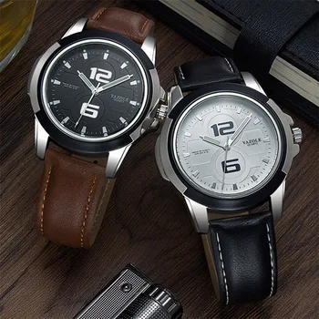 Новые мужские часы, лидирующий бренд, кожаные наручные часы для мужчин, Водонепроницаемые Повседневные спортивные кварцевые часы, модные часы для мужчин, Бесплатная доставка