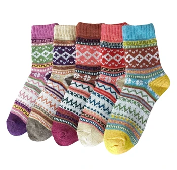 Зима в теплых шерстяных носках, рождественские подарки для мужчин и женщин, разноцветные, свободный размер, 5 упак./пакет