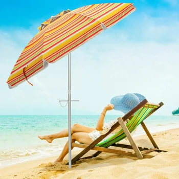 Пляжный зонт длиной 6,5 футов с солнцезащитным козырьком и сумкой для переноски без утяжелителя