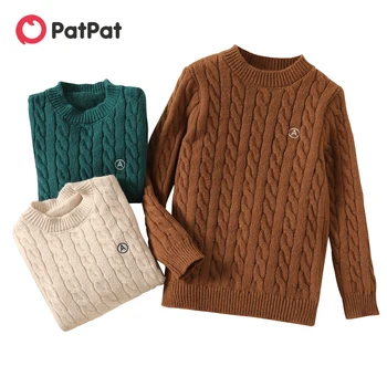 Базовый однотонный вязаный свитер PatPat для мальчиков и девочек