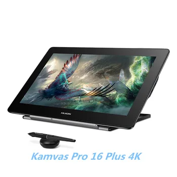 Графический планшетный дисплей HUION 15,6 дюймов Kamvas Pro 16 Plus 4K с разрешением UHD 145% sRGB 8192 уровней без использования батареи, функцией рисования пером и наклона