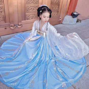 Сценическая одежда для Косплея, Азиатский Традиционный женский костюм Ханфу, платье Феи, Комплект одежды для китайских народных танцев, Ретро Принцесса Династии Тан
