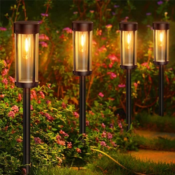 4 шт., солнечные уличные фонари для дорожек, современный дизайн, водонепроницаемый ландшафтный светильник IP65 для декора садовых дорожек
