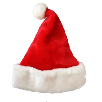 Новогодняя рождественская шапка из толстого плюша для взрослых, рождественские украшения для дома, подарок Санта-Клауса, теплая зимняя шапочка