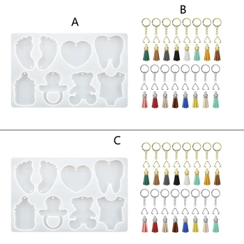 Набор форм для брелоков из силиконовой смолы, форма для литья ювелирных изделий с кольцом-брелоком