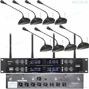 Профессиональный MiCWL D3880 8-канальный беспроводной микрофон для тренировок в конференц-зале, конденсаторный микрофон с гусиной шеей, Независимый разъем XLR