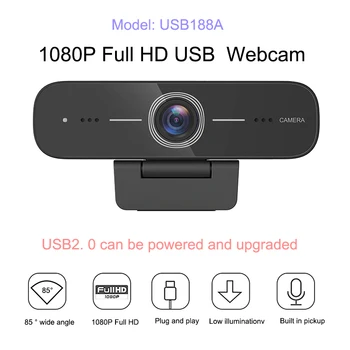 Черная веб-камера Full HD 1080P с микрофоном и динамиком, USB-камера для видеоконференций для Mac, ПК, ноутбуков, настольных компьютеров