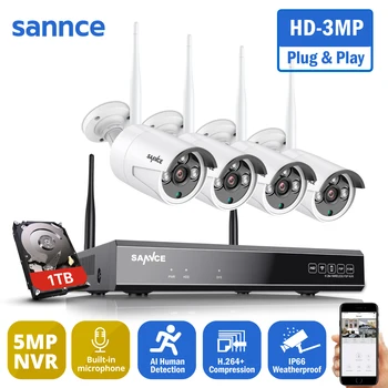 SANNCE 8CH 3MP Super HD Беспроводная Камера Безопасности Системные Камеры Наружного Атмосферостойкого Домашнего Видеонаблюдения