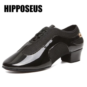 Танцевальная обувь Hipposeus Для мужчин, для Латиноамериканских Танцев, Для женщин, Современная танцевальная обувь для Сальсы, Танго, Джазовых Танцев, Обувь для танцев на квадратном каблуке, мягкая/резиновая подошва