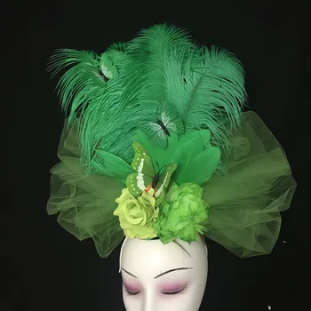 Новый роскошный головной убор ручной работы из белых перьев с цветочной кисточкой, модельная демонстрационная повязка для волос