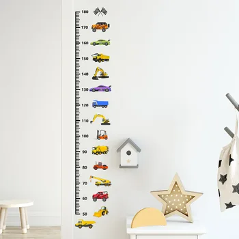 Транспорт Грузовик Автомобили Диаграмма роста для детей Наклейки на стену Измерение роста Настенная диаграмма Детская Линейка Декор детской комнаты Настенное искусство