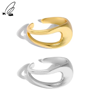Дизайнерское кольцо из нержавеющей стали для женщин, стерлинговое серебро, Корейское нерегулярное минималистичное винтажное открывающее кольцо Joyas De Plata 925 Fine Jewelry