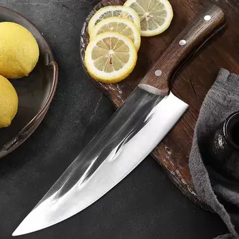 Кованый нож шеф-повара из нержавеющей стали, Кухонный тесак для нарезки Мяса, Рыбы, Овощей, Профессиональный резак