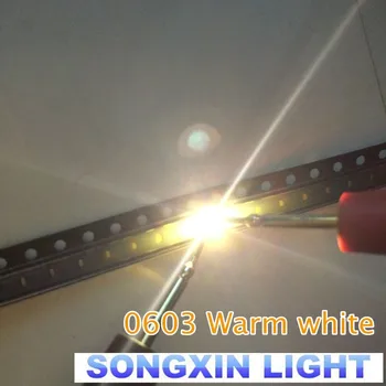 1000шт 0603 Теплый белый Ультра яркий SMD SMT LED светодиоды высокого качества Новые 1.6*0.8*0.6 ММ 2800-3500 К
