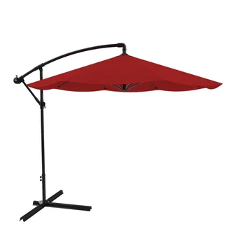 Консольный зонт для патио BOUSSAC 10 ' с основанием, красный, Семейный зонт от солнца во дворе, зонт для пляжа, мебель для патио