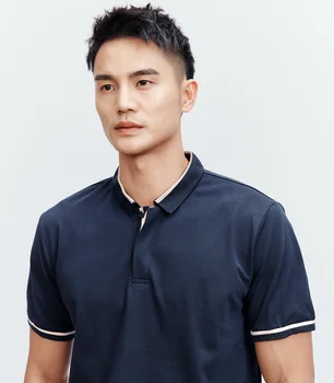 W4128 - Новая мужская футболка с круглым вырезом и нашивкой из ткани с коротким рукавом для мужчин.