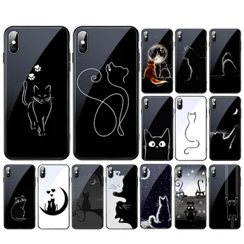 Чехол для телефона Black Cat Glass для iphone 14 13 Pro Max 12 11 Pro Max XS XR X SE2, чехол для мобильного телефона Funda