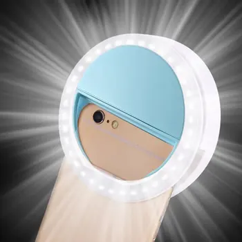 Зажим для мобильного телефона Selfie LED Автоматическая вспышка LED Selfie Light для смартфона Круглая Мини-камера для селфи, Фонарик для красоты