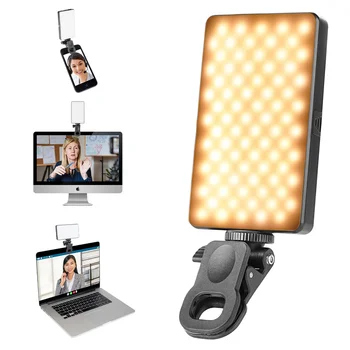 Новые Светодиодные Видеосветильники Selfie Light, Прочный Зажим для Ноутбука, Телефона 2500 K-6500 K, Затемняемое Конференц-Заполняющее Освещение для прямой трансляции
