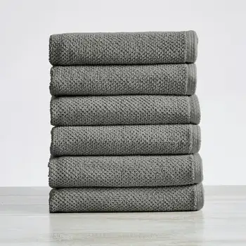 Набор быстросохнущих полотенец с текстурой попкорна (полотенце для рук (6 упаковок), темно-серый)