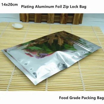 100шт, 14x20 см, многоразовые упаковочные пакеты из алюминиевой фольги на молнии - Серебристый алюминирующий пакет для еды, Самоуплотняющаяся подарочная упаковка для закусок