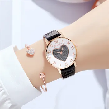 Новые Модные женские часы с темпераментным поясом, модные Женские часы с романтическим рисунком Любви, Кварцевые часы с тонким поясом