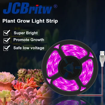 JCBritw LED Grow Light Strip 0,5 м 1 м 2 м 3 м 2835 SMD USB 5 В Растительный Свет Полного Спектра для Комнатных растений, Теплицы, Гидропоники