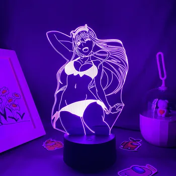 3D LED Аниме Zero Two 02 Неоновые Ночные Огни Сексуальные Милые Подарки Для Друзей Лавовые Лампы Декор Спальни Манга Darling In The Franxx 02