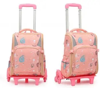 Детские школьные сумки-тележки для девочек, школьный рюкзак на колесиках для мальчиков, сумка для книг начальной школы, сумка на колесиках, тележка для багажа