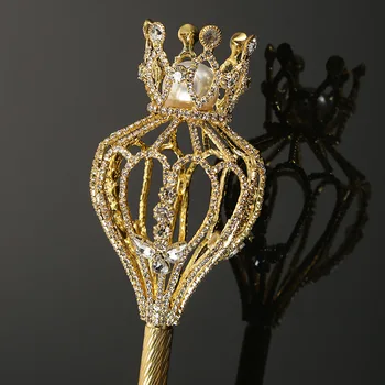 Популярный Яркий Элегантный высококачественный модный красивый свадебный реквизит Cetro, волшебная палочка, корона королевы, волшебный скипетр