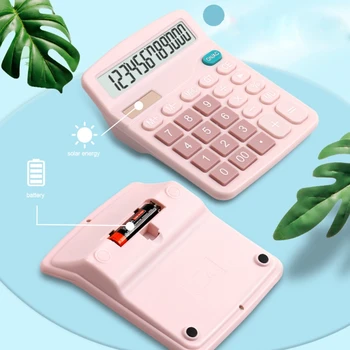 Настольный калькулятор, калькулятор стандартной функции с 12-значным большим ЖК-дисплеем, Солнечная батарея, двойное питание для дома и офиса