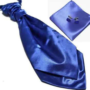 HOOYI 2019 новый мужской набор галстуков на шею, носовой платок, запонки, галстук ascot, синий шейный платок, квадратный карман