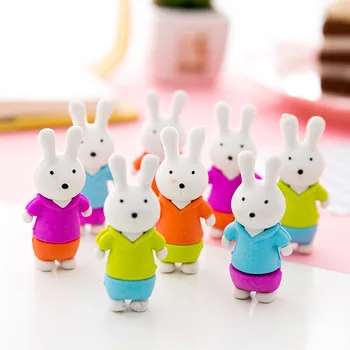 1шт Случайный милый ластик с корейским мультяшным животным Кроликом, Резиновый креативный детский ластик, школьные принадлежности, канцелярские подарки оптом