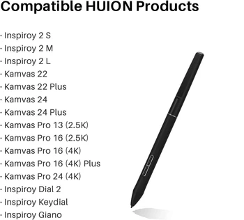 Для HUION Тонкая ручка PW550S диаметром 9,5 мм для Huion Inspiroy 2/Giano/Keydial/Dial 2, Kamvas 22 серии, Kamvas 24 серии,