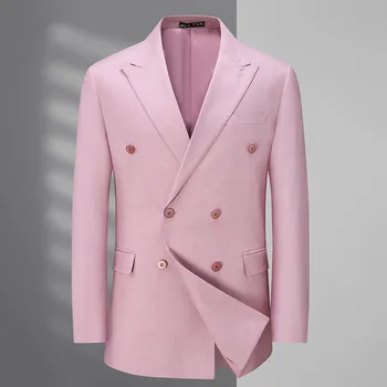 5685-2023 мужские полосатые двубортные костюмы для отдыха 86 и европейский код мужской приталенный пиджак-пиджак