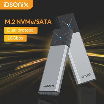 iDsonix 10Gbp Двухпротоколный корпус Адаптер Gen 2 Type-C Чехол для жесткого диска [Без инструментов] M.2 NVMe SATA SSD Чехол для Аксессуаров для ПК