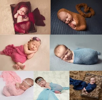 Реквизит для фотосъемки новорожденных, Хлопчатобумажная Обертка, Растягивающееся Детское одеяло, Фотосессия новорожденных для фотосъемки младенцев
