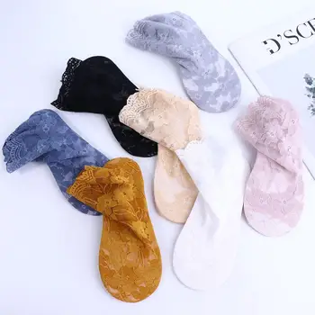 Тонкие Удобные Летние Чулочно-носочные изделия с цветочным узором для девочек, Женские носки, Сетчатые носки, Кружевные носки