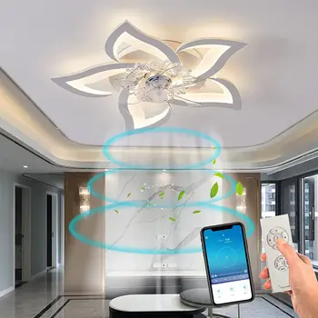 Светодиодный потолочный вентилятор с подсветкой Creativity 5 Flame Dim Dim Fan Light Потолочный светильник с дистанционным управлением и приложением
