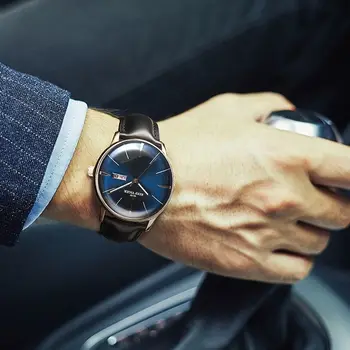 Часы Мужские полностью автоматические механические наручные часы водонепроницаемые подлинные с большим циферблатом Business Edition