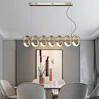 Легкая роскошная светодиодная люстра для гостиной, освещение в стиле постмодерн, минималистичный ресторан, кольцевая люстра для дома, спальня, кафе, художественное освещение