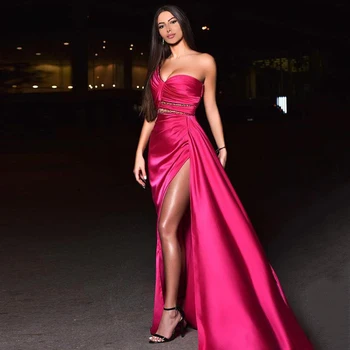 2022 Дешевые вечерние платья на одно плечо Дешевые арабские платья для выпускного вечера Сексуальное вечернее платье с высоким разрезом на заказ vestido de fiesta