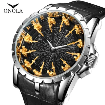 Повседневные спортивные часы ONOLA для мужчин, лучший бренд класса Люкс, военные кожаные модные наручные часы с хронографом