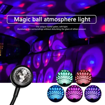 USB Mini Disco Ball Фары 9 Режимов Многоцветный Звездный свет на Крыше автомобиля светодиодный атмосферный проектор Голосовое управление Декоративная лампа