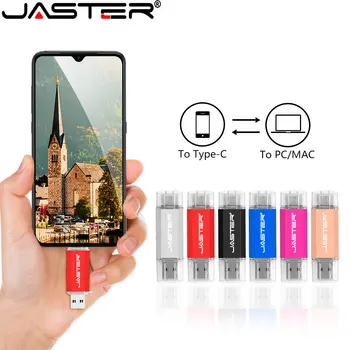 Флэш-накопители JASTER 2 в 1 USB 2.0 и Type-C128GB Флеш-накопитель 64GB Memory Stick 32GB Бесплатный Пользовательский ЛОГОТИП 16GB Флешки Свадебные подарки