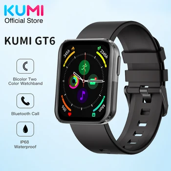 Умные часы KUMI GT6 Bicolor 1,72 дюймов, спортивные умные часы с сердечным ритмом для мужчин и женщин, поддержка Tuya IP68, водонепроницаемые