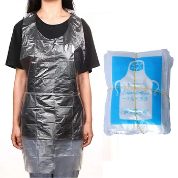 50/100 шт. Одноразовые пластиковые фартуки Eco Flat Pack Защита тела Прозрачные водонепроницаемые халаты Индивидуальная упаковка